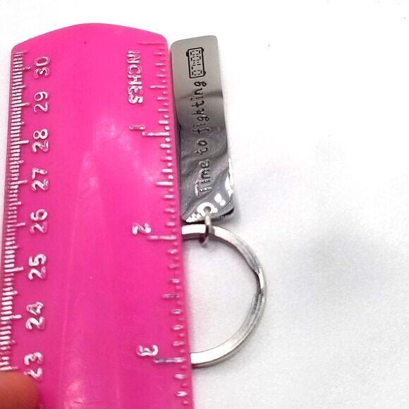 Space ship stainless steel ingraved charm keychain. - Picture 2 of 3